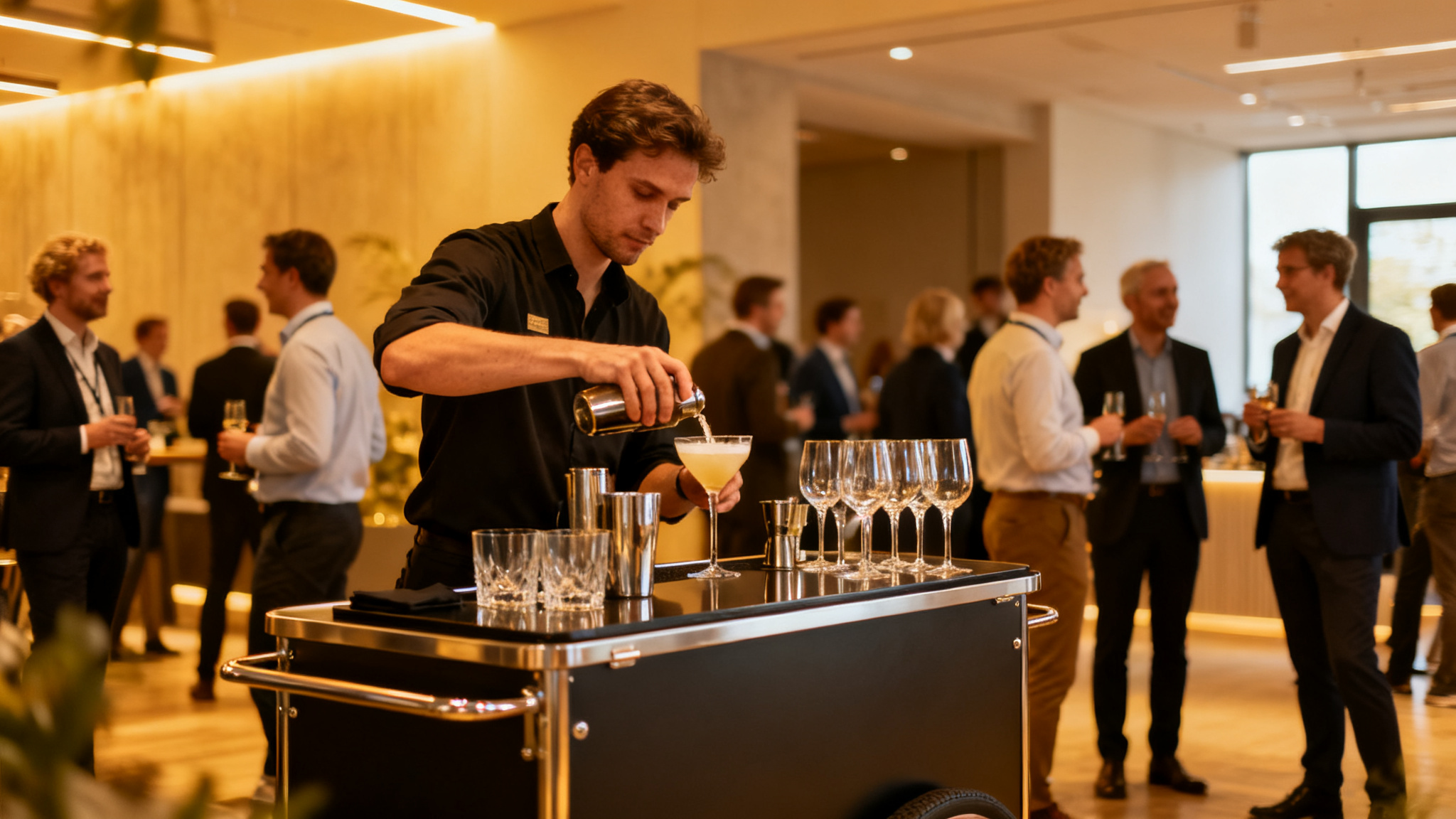 Animation cocktail d'entreprise lors d’une soirée conviviale