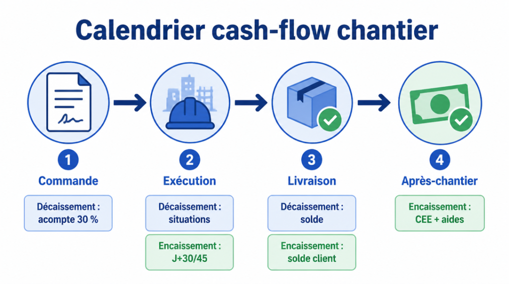 Calendrier de cash-flow avec CEE et aides
