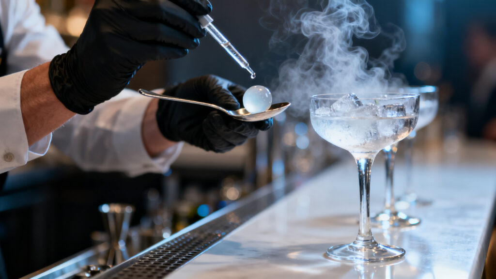 Cocktail moléculaire entreprise avec effets et textures