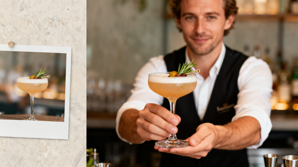Cocktail signature aux couleurs et branding de l’entreprise