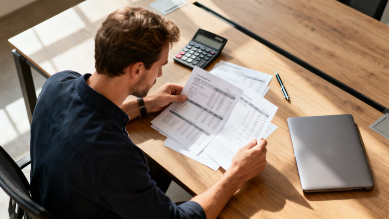 Dirigeant analysant comment valoriser une entreprise sur documents et ordinateur