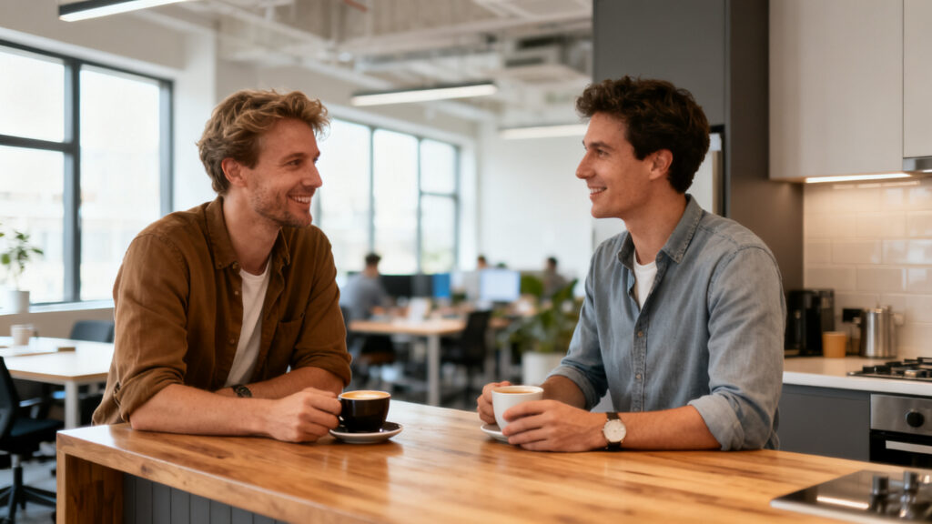 réseautage en coworking pendant une pause café