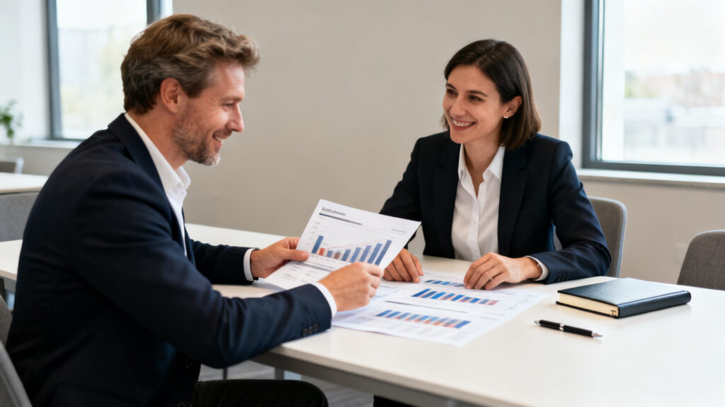 Dirigeant et banquier analysant ratios et DSCR