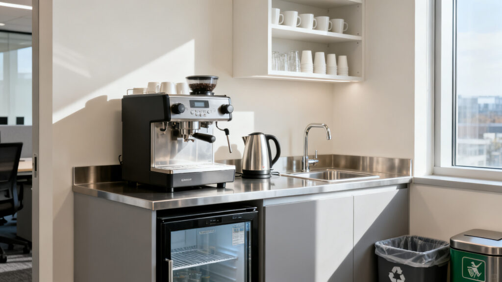 Cafétéria entreprise compacte et ergonomique