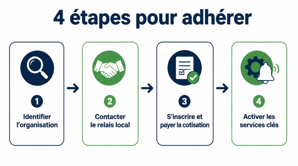 Schéma des étapes d’adhésion à un syndicat d’employeurs