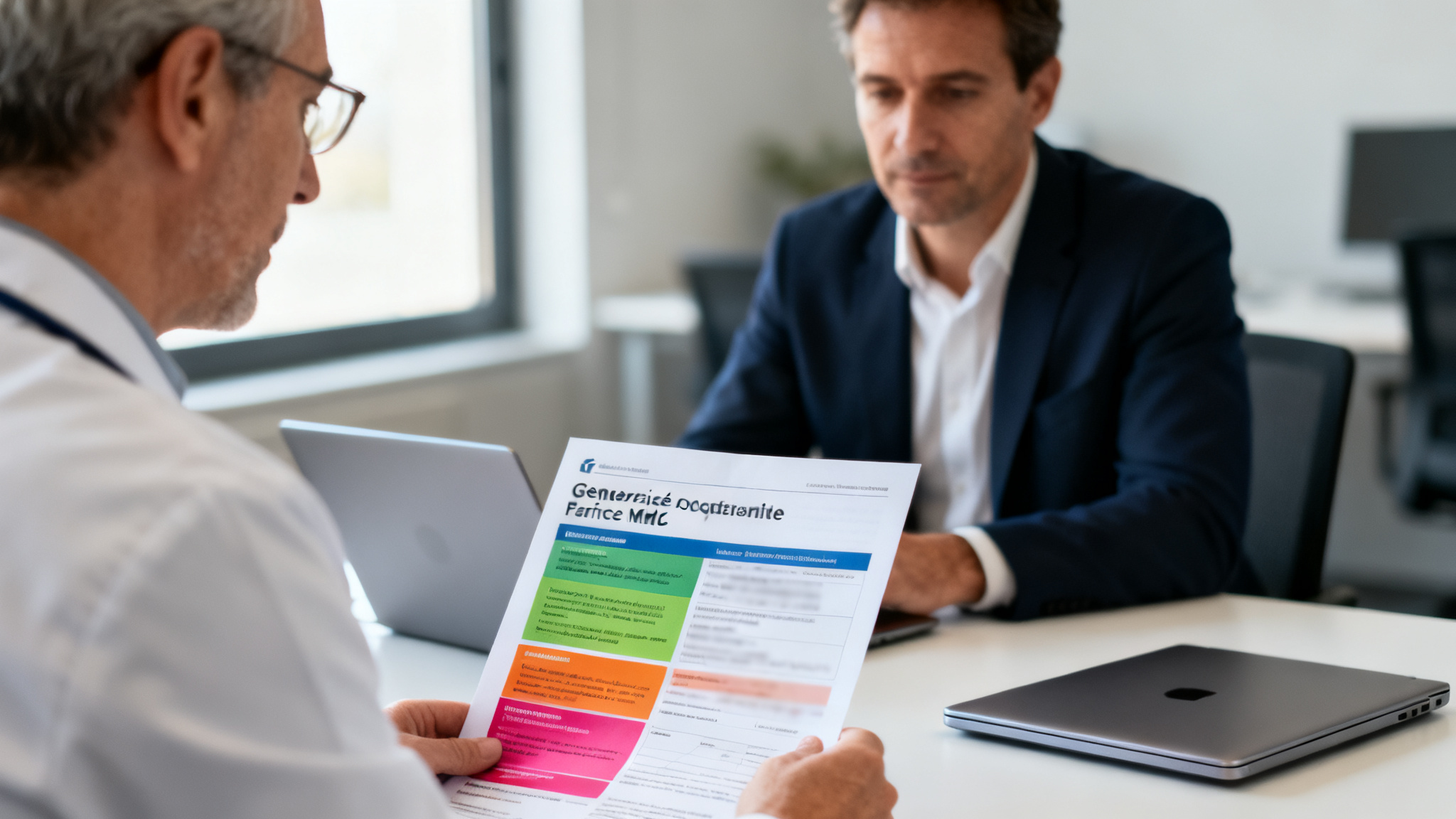 Dirigeant et SPST présentant la fiche d'entreprise au CSE