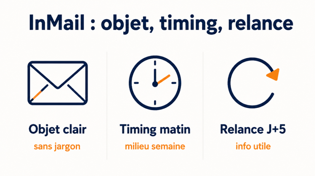 Infographie InMail avec objet, timing et relance efficaces