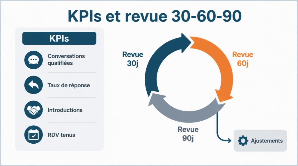 Schéma des KPIs réseau et cycle 30-60-90