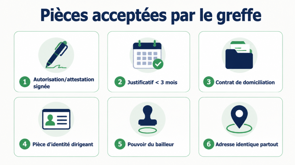 Check-list des pièces pour le greffe et le CFE