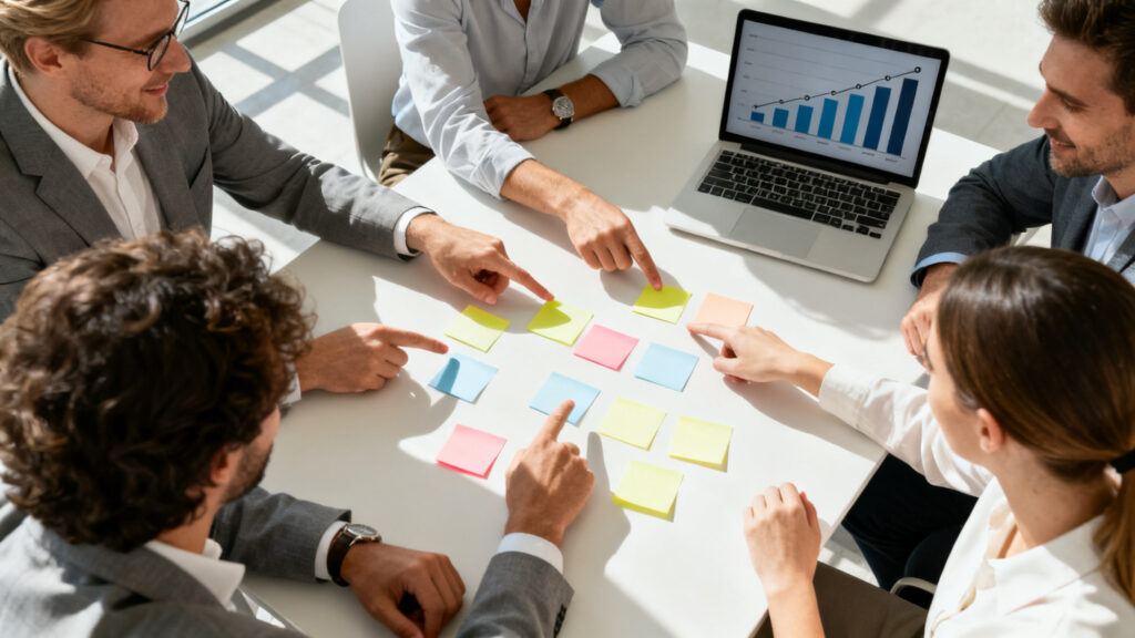 Réunion d’onboarding client avec plan de projet clair