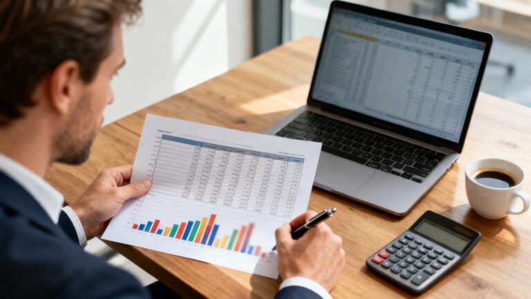 Dirigeant travaillant sur un plan de financement d'entreprise