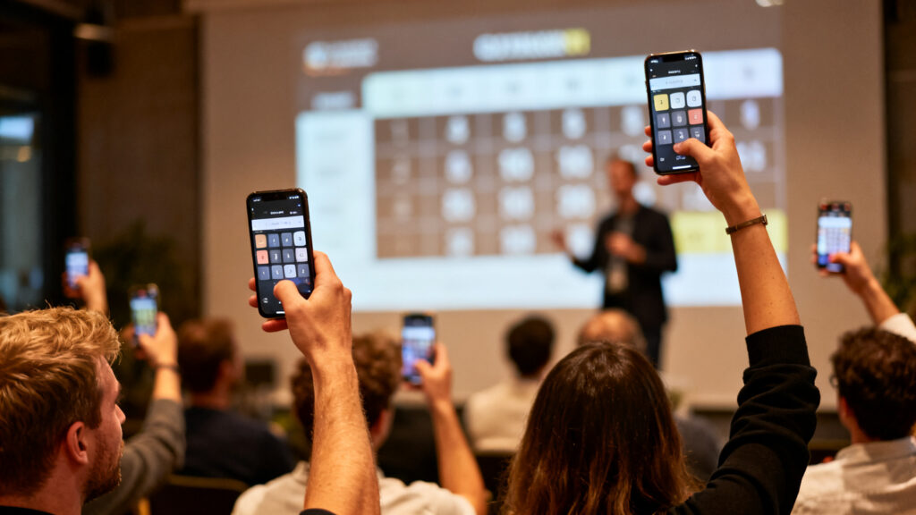 Quiz interactif sur smartphones avec scoreboard en direct