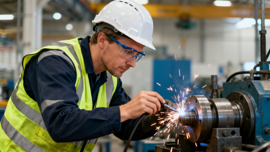 Reportage photo entreprise avec technicien en EPI