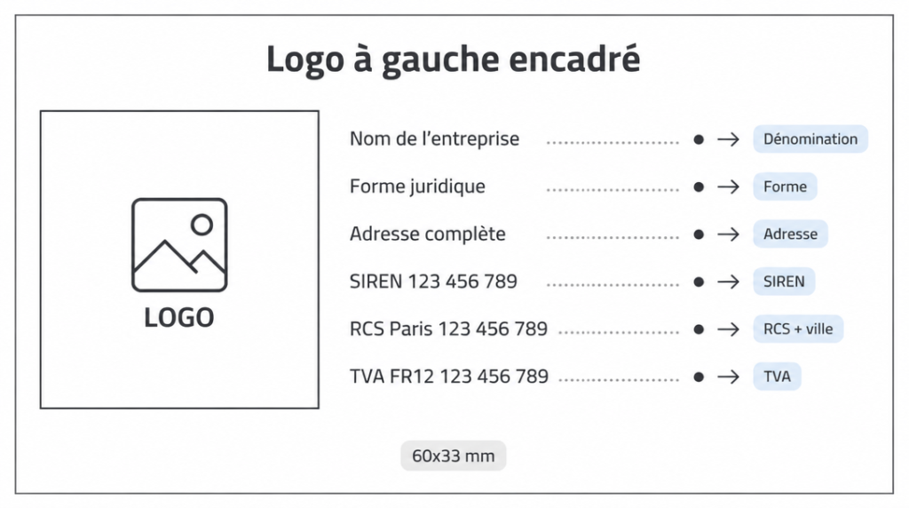 Schéma tampon entreprise avec logo à gauche 60x33