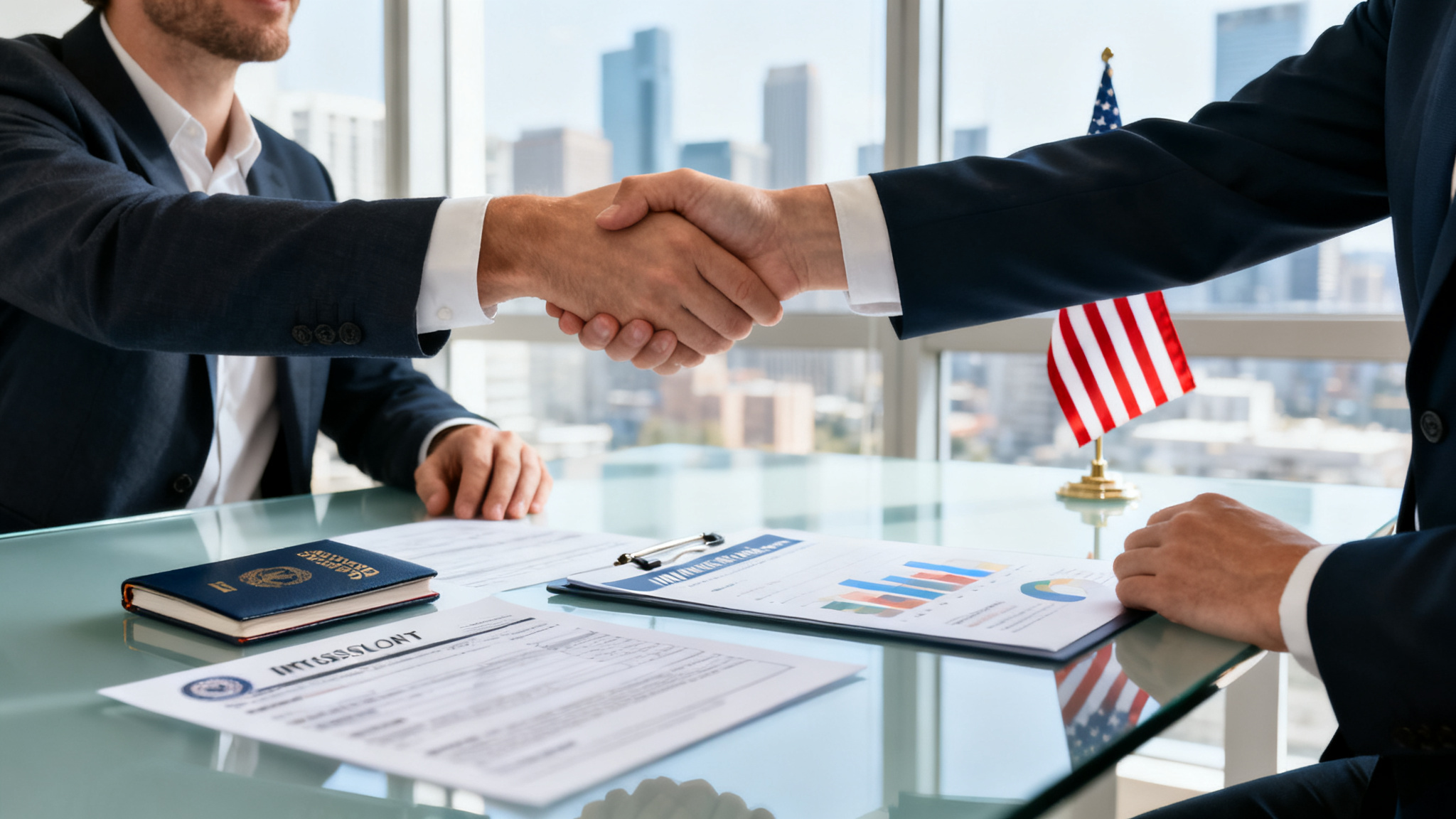 Dirigeant comparant options du visa entrepreneur USA avec un conseiller