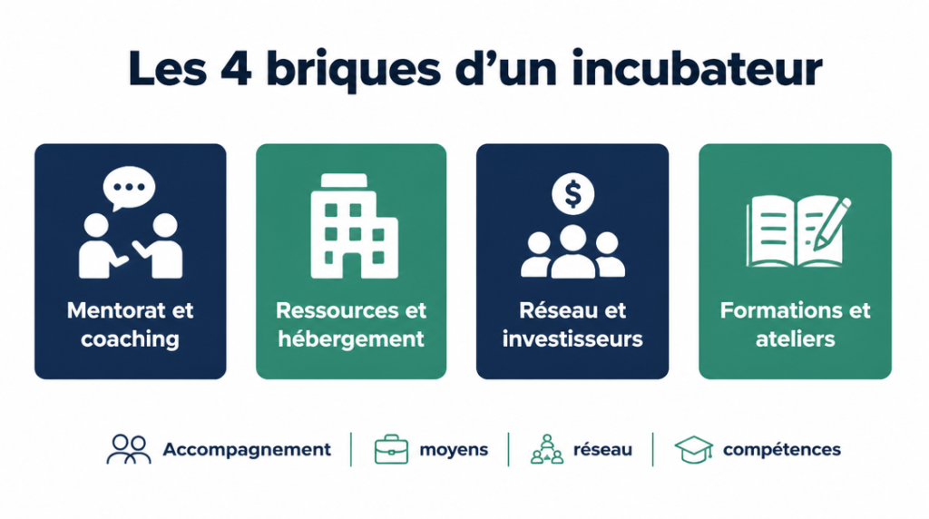 Mentorat, ressources, réseau et formations en incubation
