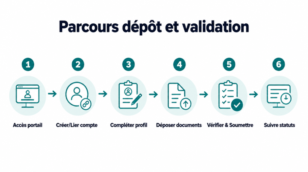 Schéma du process de dépôt et validation fournisseurs