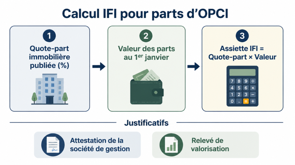 IFI OPCI calcul : assiette basée sur la quote-part et la valeur