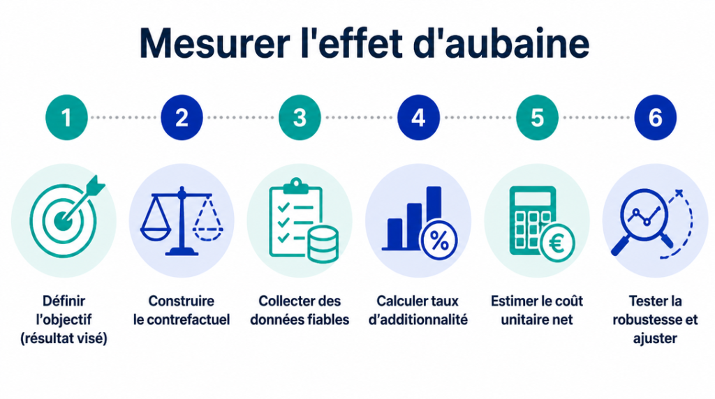 Infographie des étapes de mesure de l’effet d’aubaine