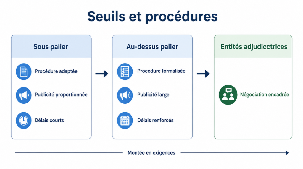 Infographie des paliers de seuils et procédures applicables