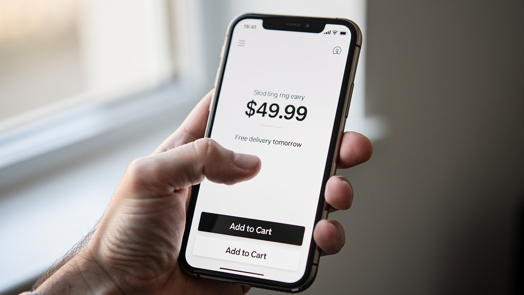 PDP mobile avec CTA contrasté et infos claires