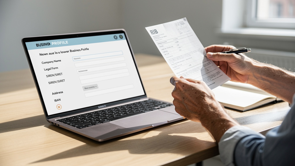Profil entreprise avec SIREN SIRET et RIB à jour