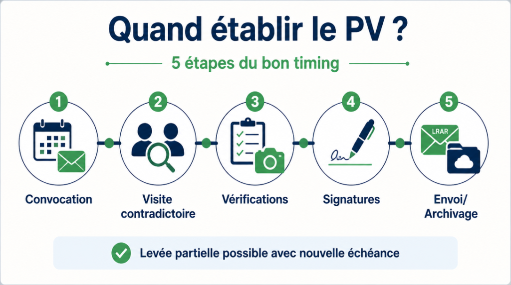 Étapes clés du timing de la levée des réserves