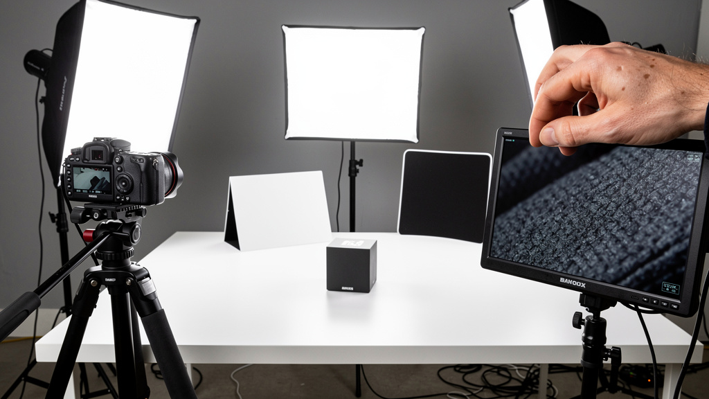 Studio packshot avec zoom HD et éclairage soigné