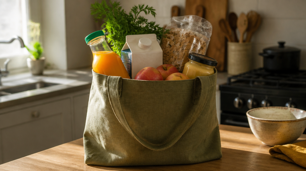 Marques alimentaires en A dans un panier de courses