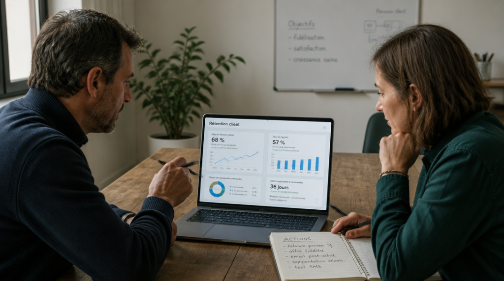 Dirigeant analysant taux de rétention et réachat