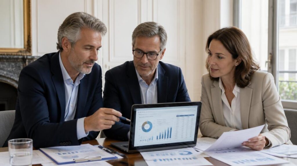 Consultants examinant un audit financier en entreprise