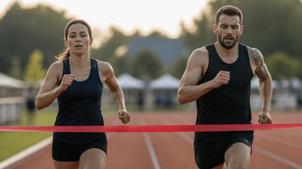 Deux concurrents lors d'une compétition sportive