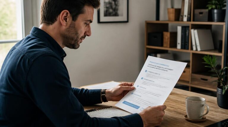 Dirigeant relisant une définition de la propale au bureau