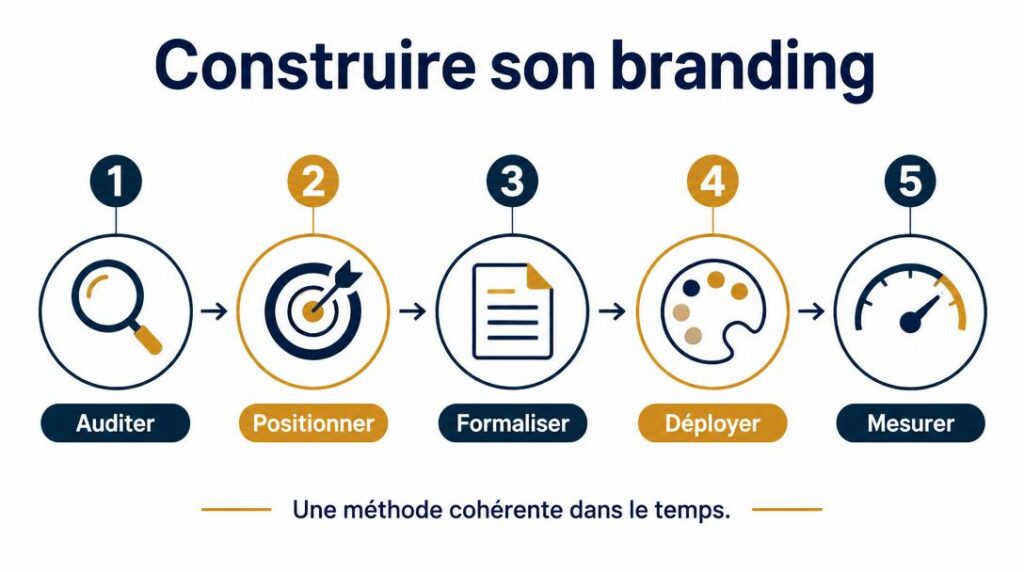 Infographie des étapes d’une stratégie de branding