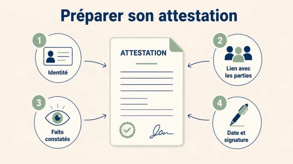 Identité et coordonnées du témoin dans l'attestation
