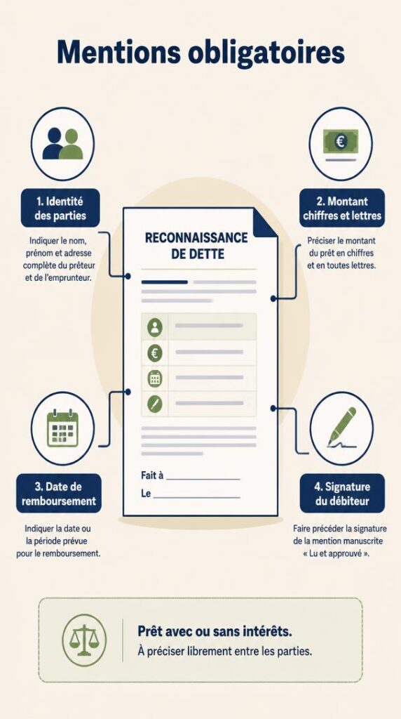 Mentions obligatoires d'une reconnaissance de dette