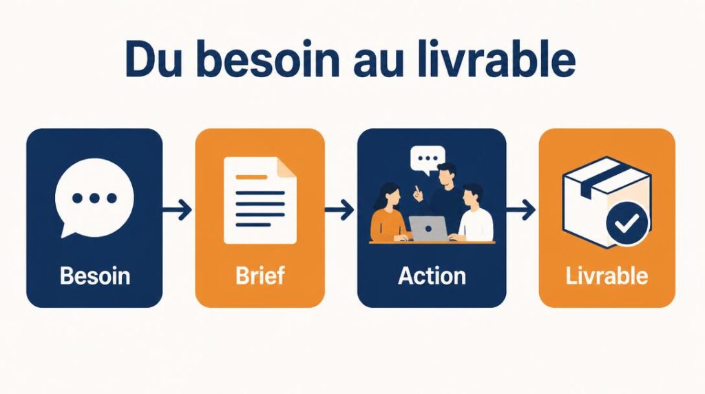 Schéma du brief projet entre besoin et livrable