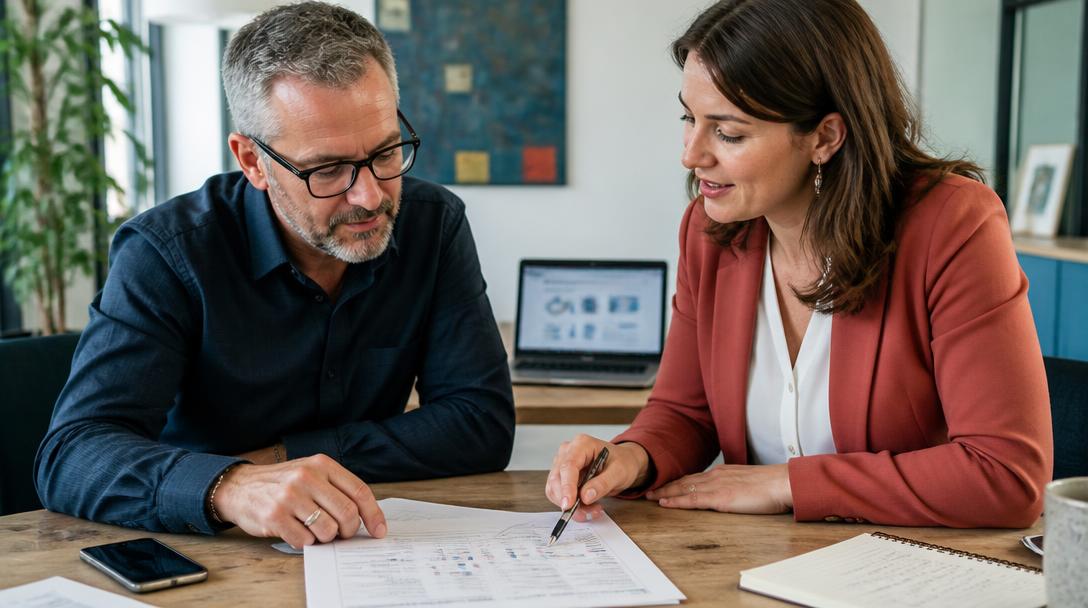 Dirigeant examinant des objectifs smart rh sur papier