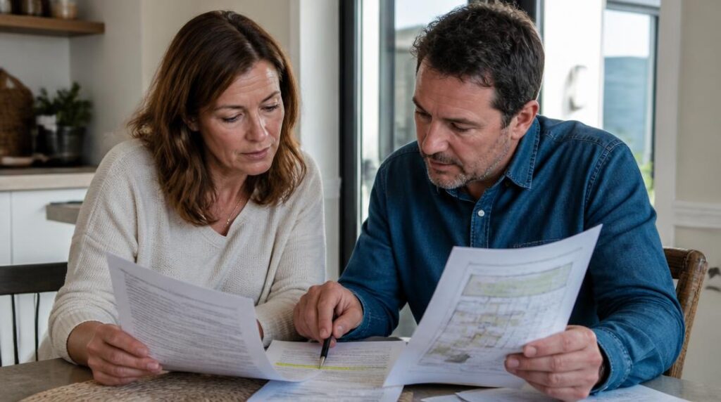 Propriétaires consultant les statuts d'une association syndicale